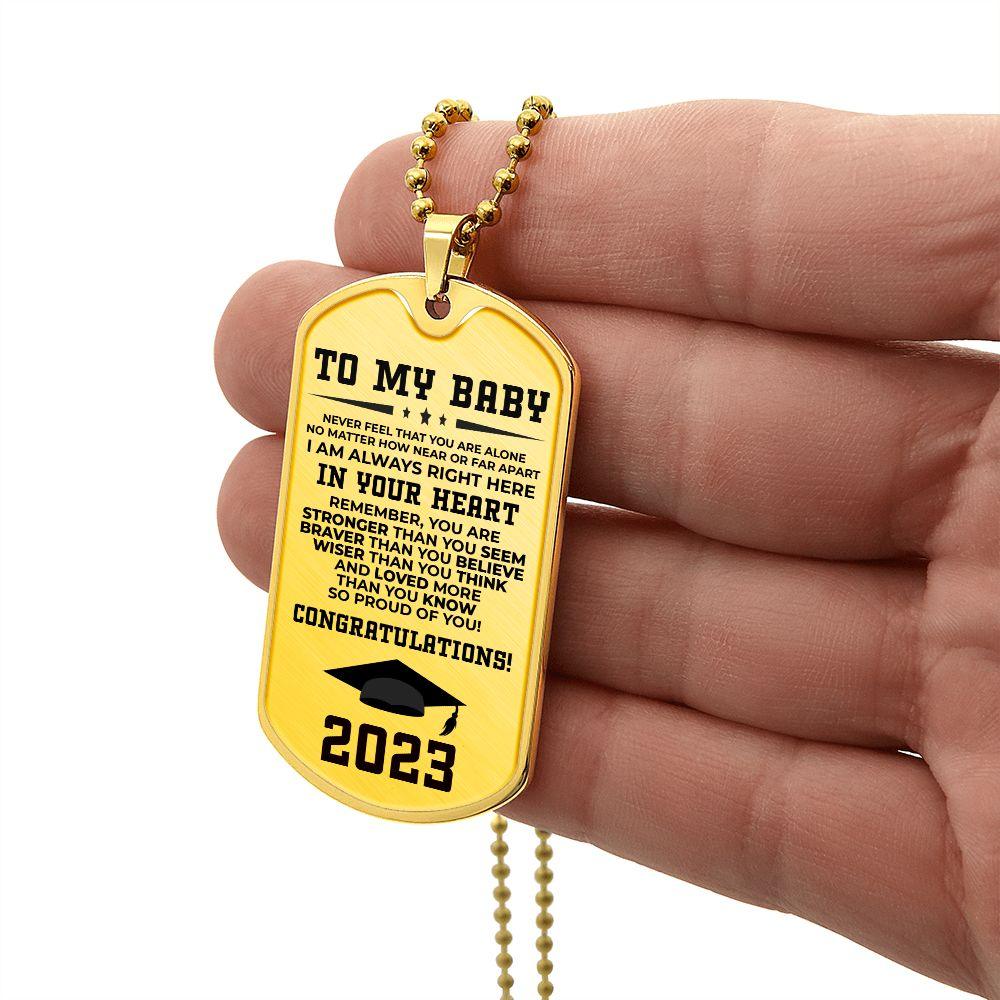 Graduation 2023 Engarved Dog Tag Necklace - Mallard Moon Gift Shop