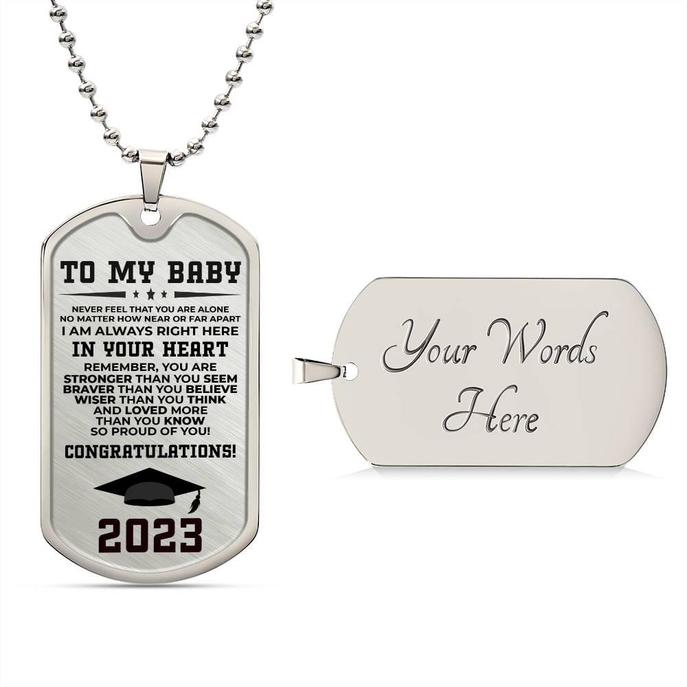 Graduation 2023 Engarved Dog Tag Necklace - Mallard Moon Gift Shop