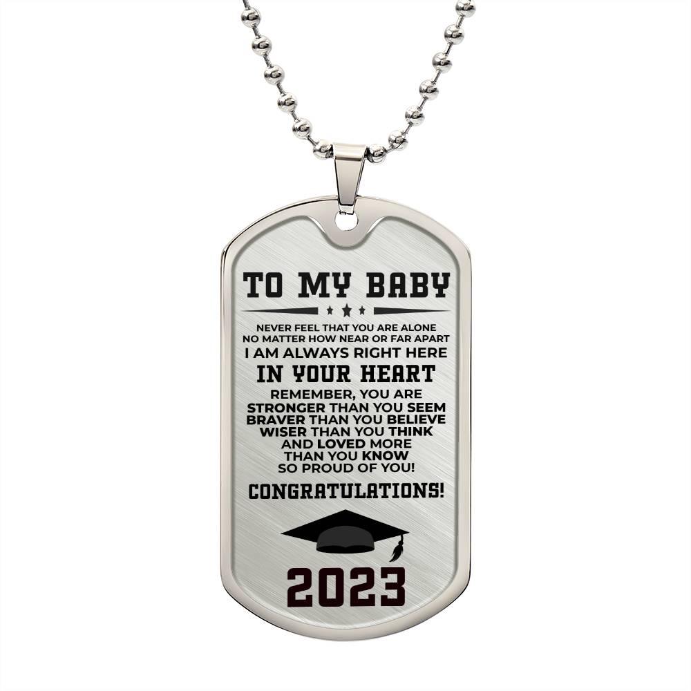 Graduation 2023 Engarved Dog Tag Necklace - Mallard Moon Gift Shop