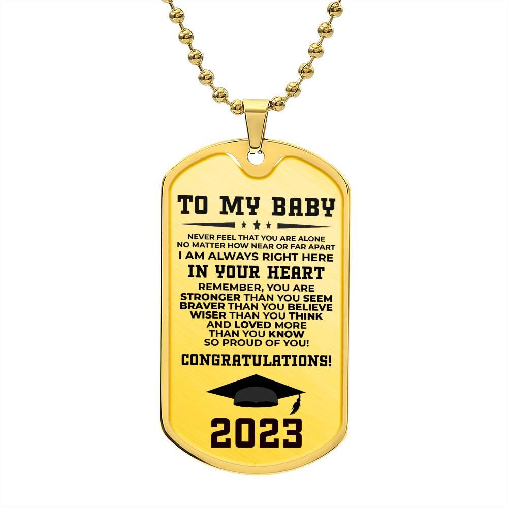 Graduation 2023 Engarved Dog Tag Necklace - Mallard Moon Gift Shop