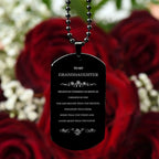 Granddaughter Engraved Black Dog Tag, Motivational Heartfelt Birthday, Christmas Holiday Gifts For Granddaughter, You are Braver than you Believe, Loved More than you Know