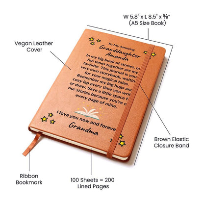 Granddaughter Gift from Grandma - Your Own Story Book - Personalized Leather Journal - Mallard Moon Gift Shop