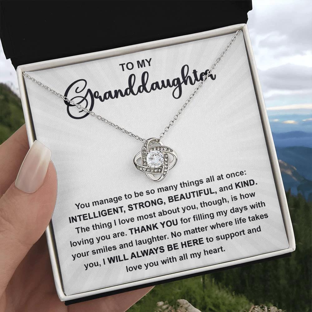 Granddaughter Gift I Will Always Be Here and I Love You With All My Heart Pendant Necklace