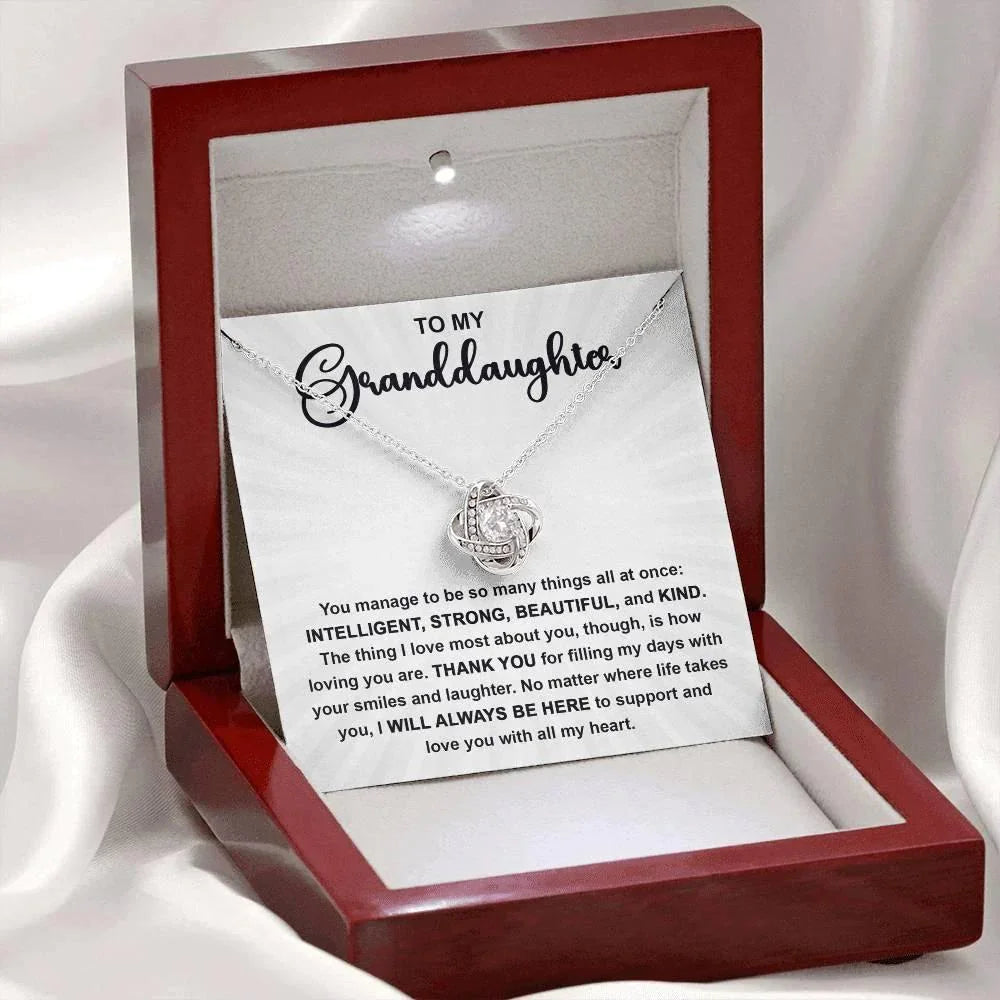 Granddaughter Gift I Will Always Be Here and I Love You With All My Heart Pendant Necklace