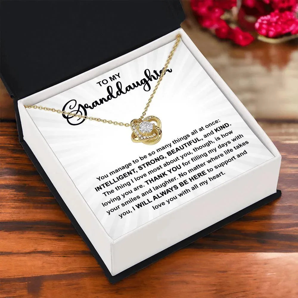 Granddaughter Gift I Will Always Be Here and I Love You With All My Heart Pendant Necklace
