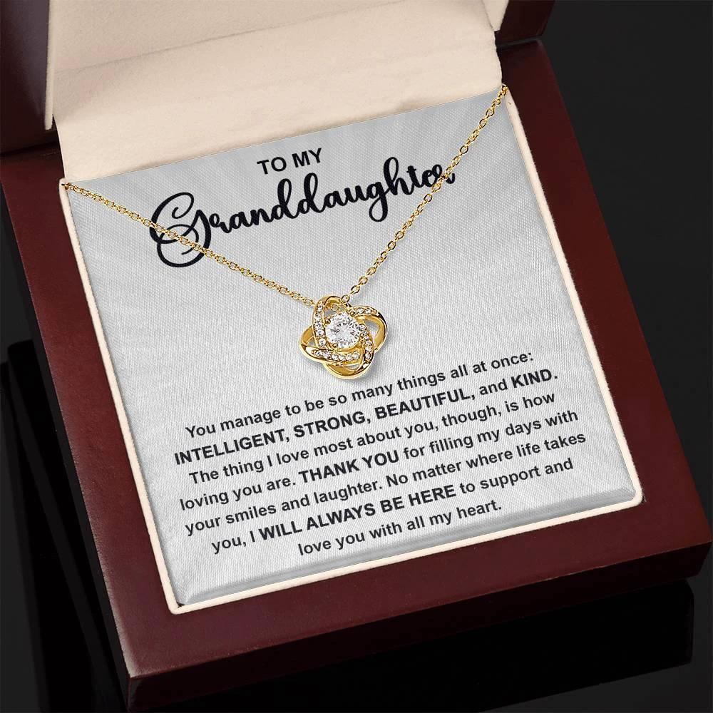 Granddaughter Gift I Will Always Be Here and I Love You With All My Heart Pendant Necklace