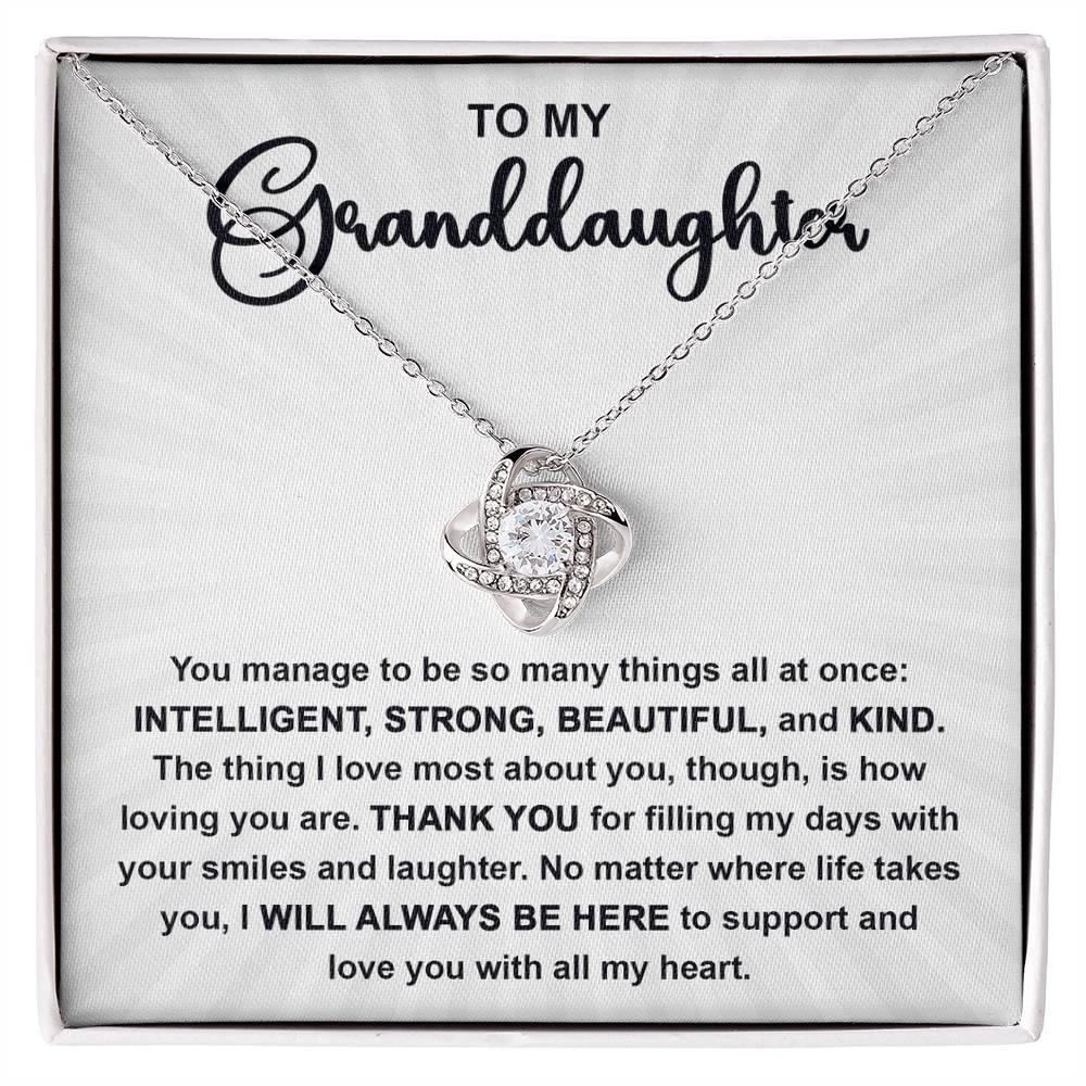 Granddaughter Gift I Will Always Be Here and I Love You With All My Heart Pendant Necklace