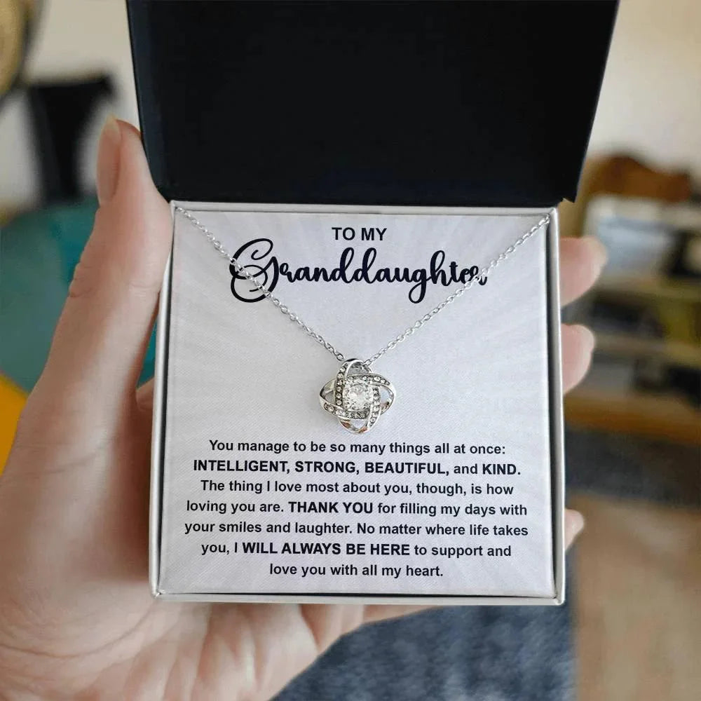 Granddaughter Gift I Will Always Be Here and I Love You With All My Heart Pendant Necklace