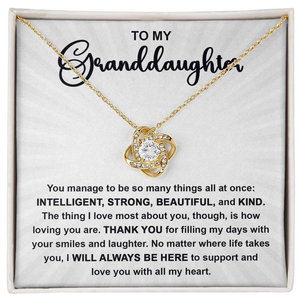 Granddaughter Gift I Will Always Be Here and I Love You With All My Heart Pendant Necklace