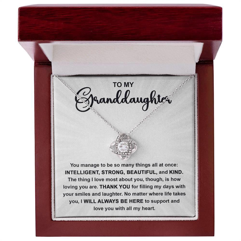 Granddaughter Gift I Will Always Be Here and I Love You With All My Heart Pendant Necklace