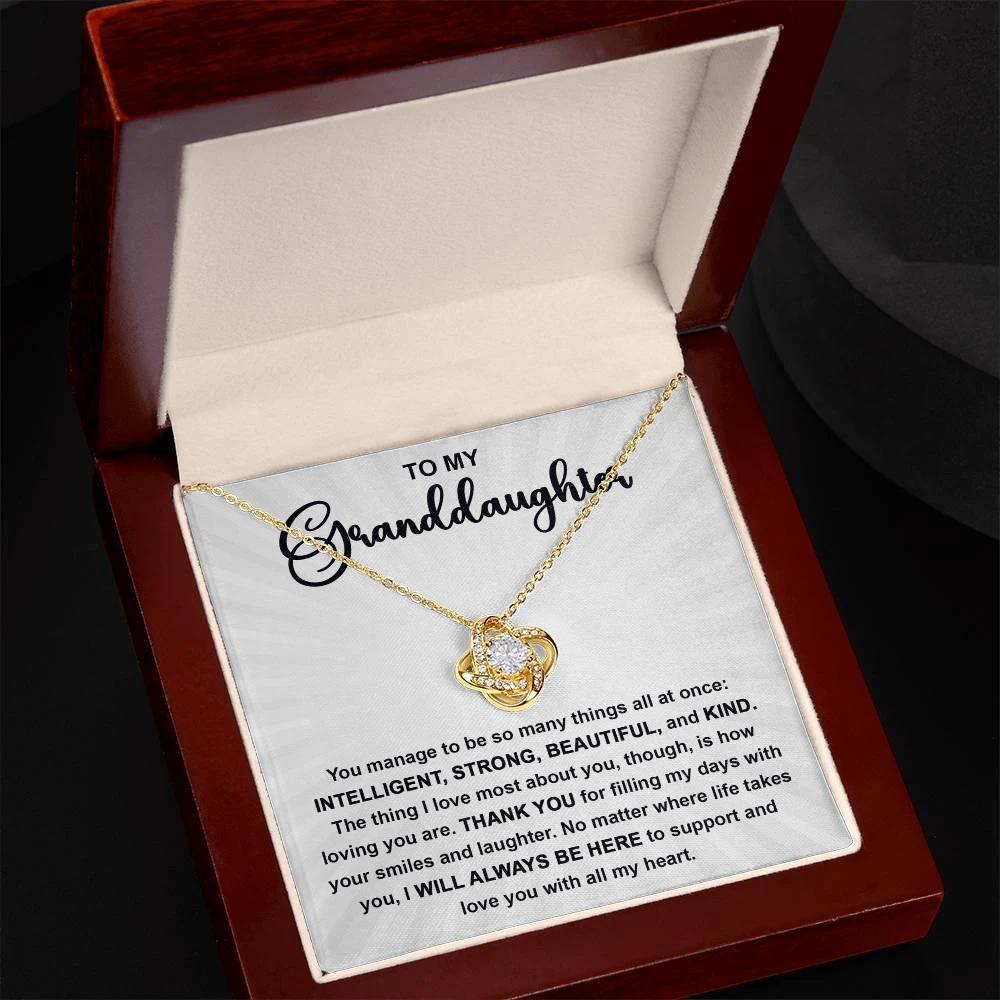 Granddaughter Gift I Will Always Be Here and I Love You With All My Heart Pendant Necklace