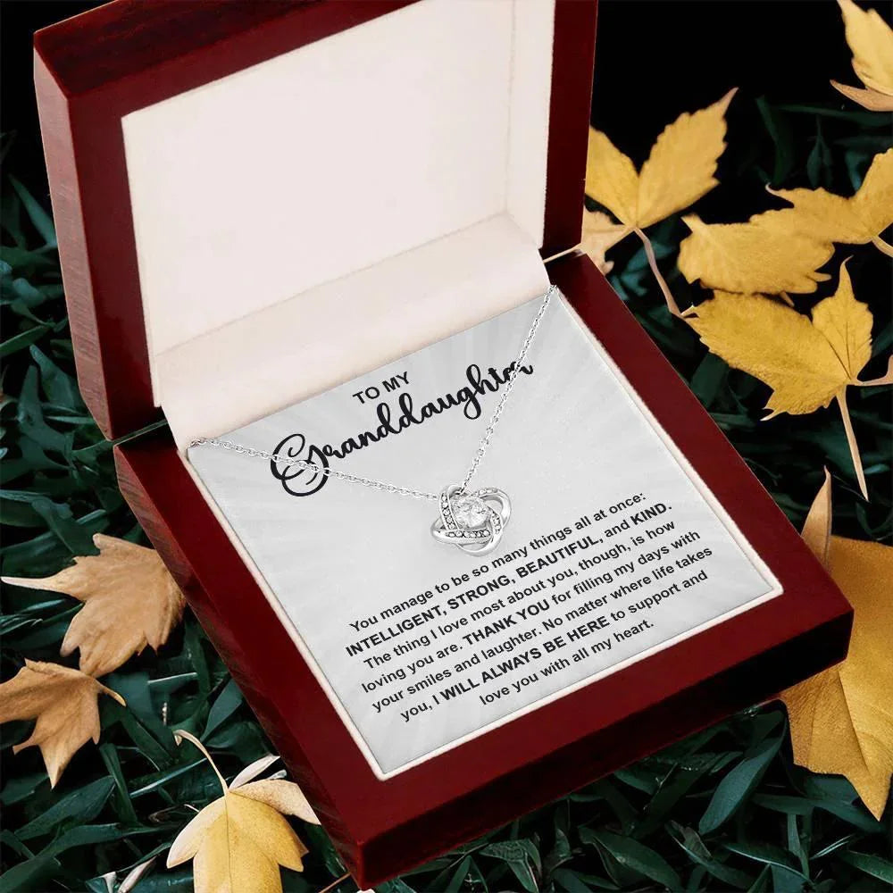 Granddaughter Gift I Will Always Be Here and I Love You With All My Heart Pendant Necklace