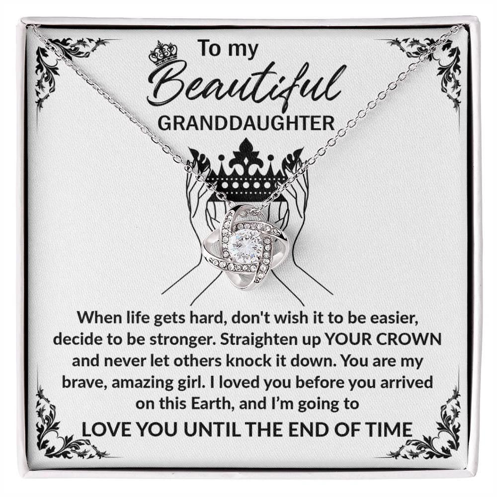 Granddaughter Gift Straighten Your Crown Pendant Necklace with Inspirational Message Card