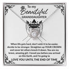 Granddaughter Gift Straighten Your Crown Pendant Necklace with Inspirational Message Card