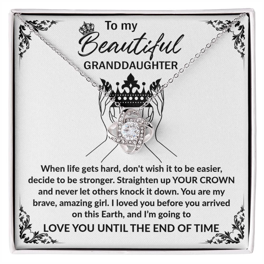 Granddaughter Gift Straighten Your Crown Pendant Necklace with Inspirational Message Card - Mallard Moon Gift Shop