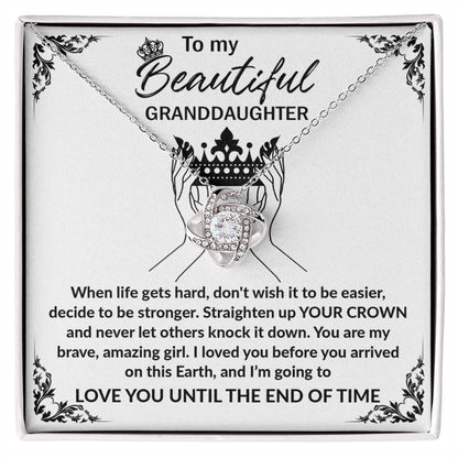 Granddaughter Gift Straighten Your Crown Pendant Necklace with Inspirational Message Card - Mallard Moon Gift Shop
