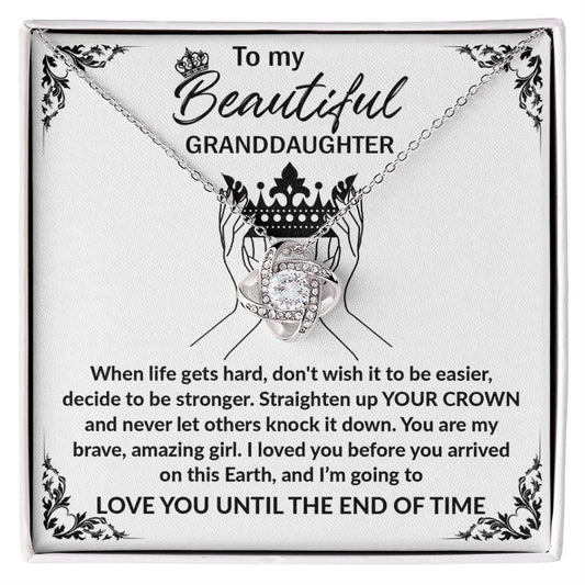 Granddaughter Gift Straighten Your Crown Pendant Necklace with Inspirational Message Card - Mallard Moon Gift Shop