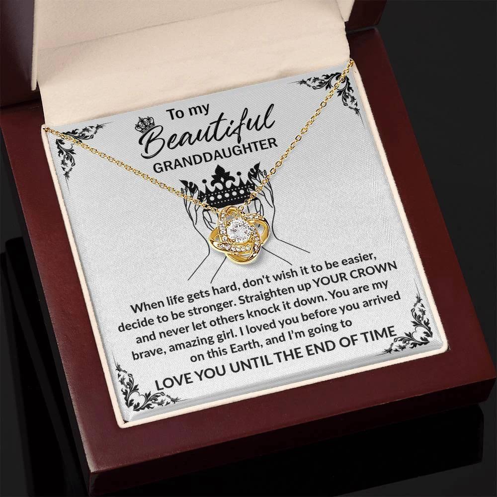 Granddaughter Gift Straighten Your Crown Pendant Necklace with Inspirational Message Card