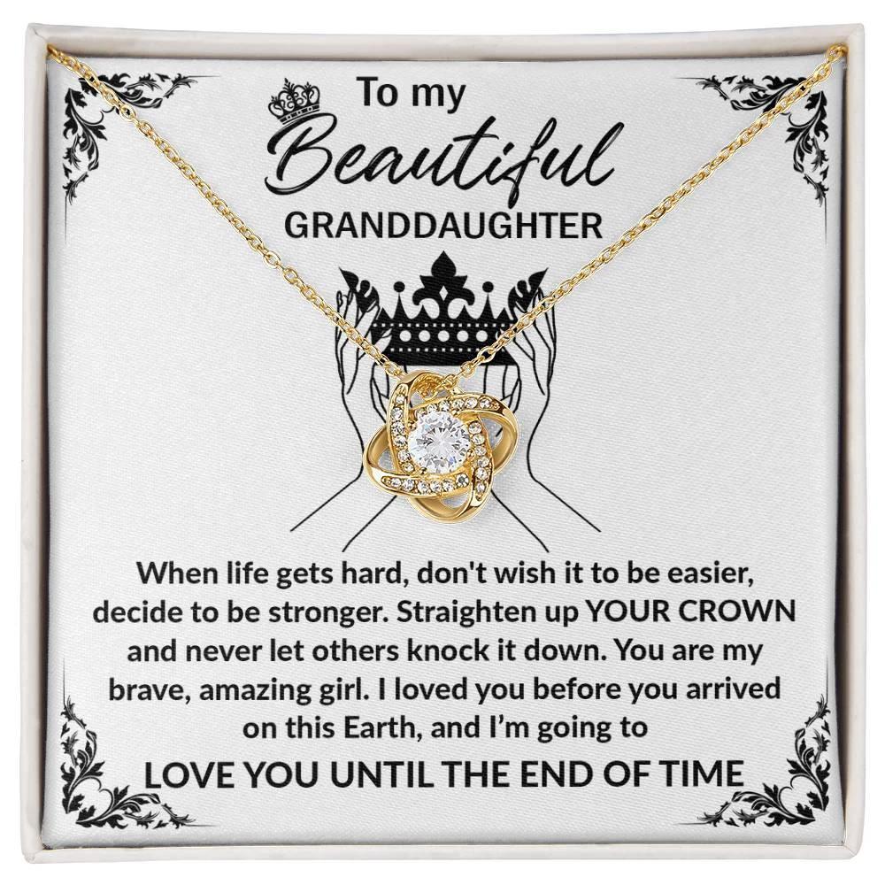 Granddaughter Gift Straighten Your Crown Pendant Necklace with Inspirational Message Card