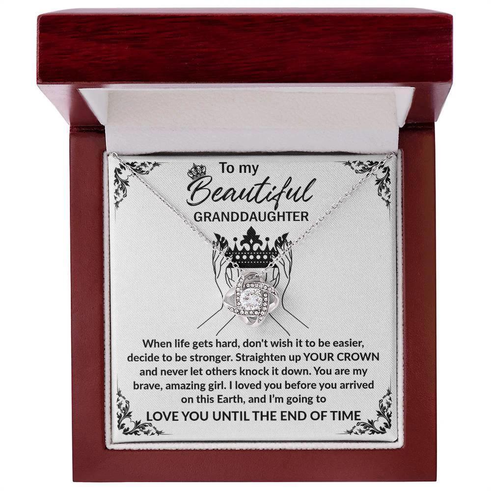 Granddaughter Gift Straighten Your Crown Pendant Necklace with Inspirational Message Card