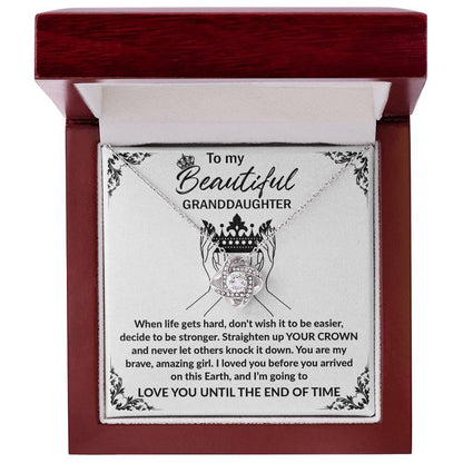 Granddaughter Gift Straighten Your Crown Pendant Necklace with Inspirational Message Card - Mallard Moon Gift Shop