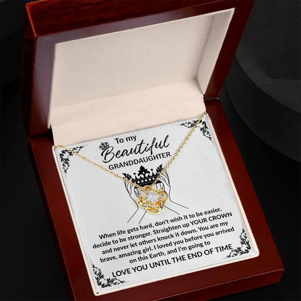 Granddaughter Gift Straighten Your Crown Pendant Necklace with Inspirational Message Card
