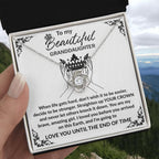 Granddaughter Gift Straighten Your Crown Pendant Necklace with Inspirational Message Card