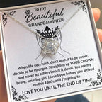 Granddaughter Gift Straighten Your Crown Pendant Necklace with Inspirational Message Card