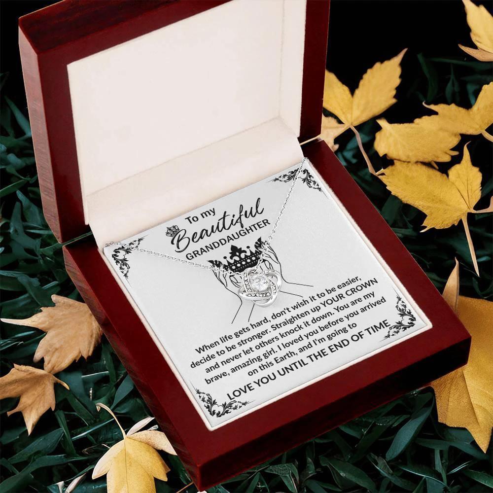 Granddaughter Gift Straighten Your Crown Pendant Necklace with Inspirational Message Card