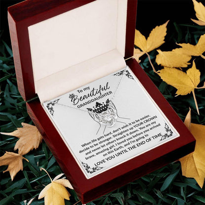 Granddaughter Gift Straighten Your Crown Pendant Necklace with Inspirational Message Card - Mallard Moon Gift Shop