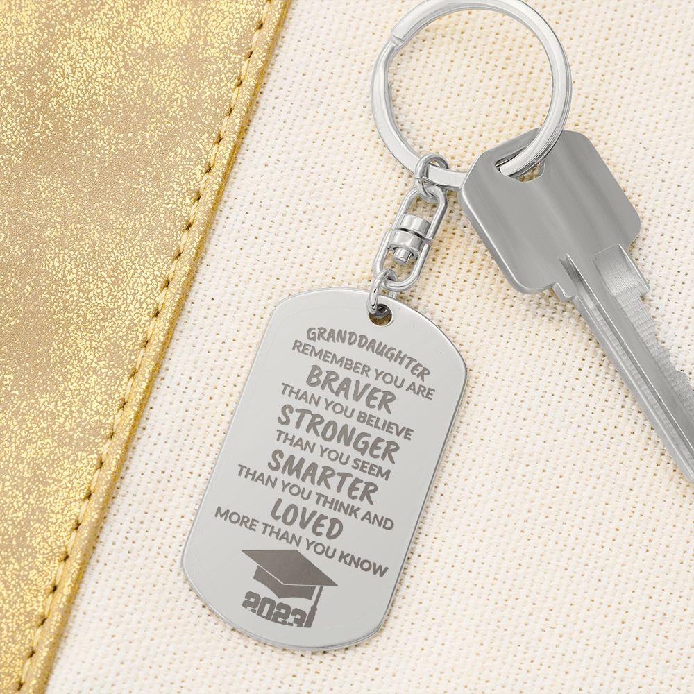Granddaughter Graduation Cap 2023 Engraved Keychain - Mallard Moon Gift Shop