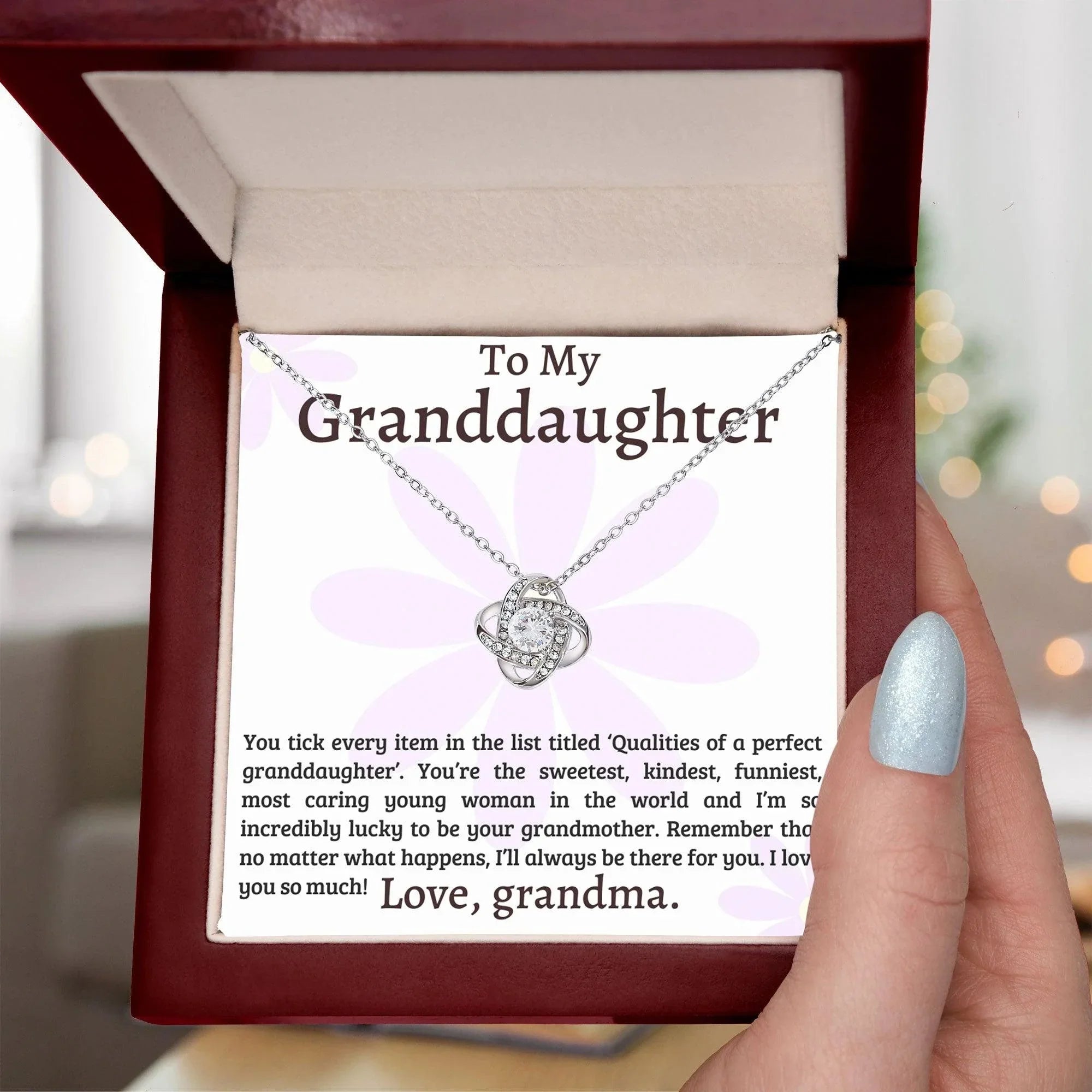 Granddaughter I Am Lucky to Have You - Love Knot Necklace