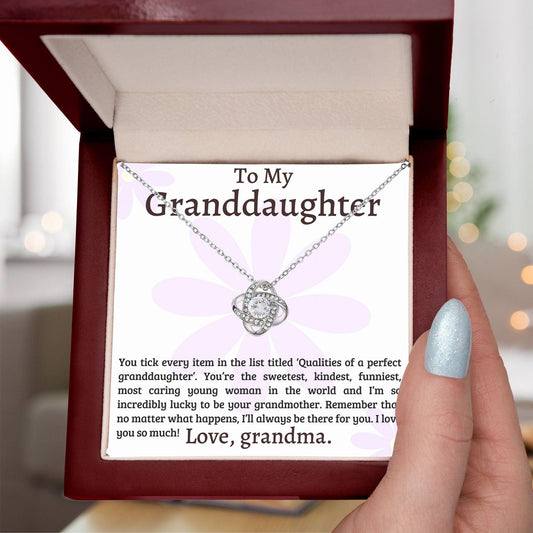 Granddaughter I Am Lucky to Have You - Love Knot Necklace - Mallard Moon Gift Shop