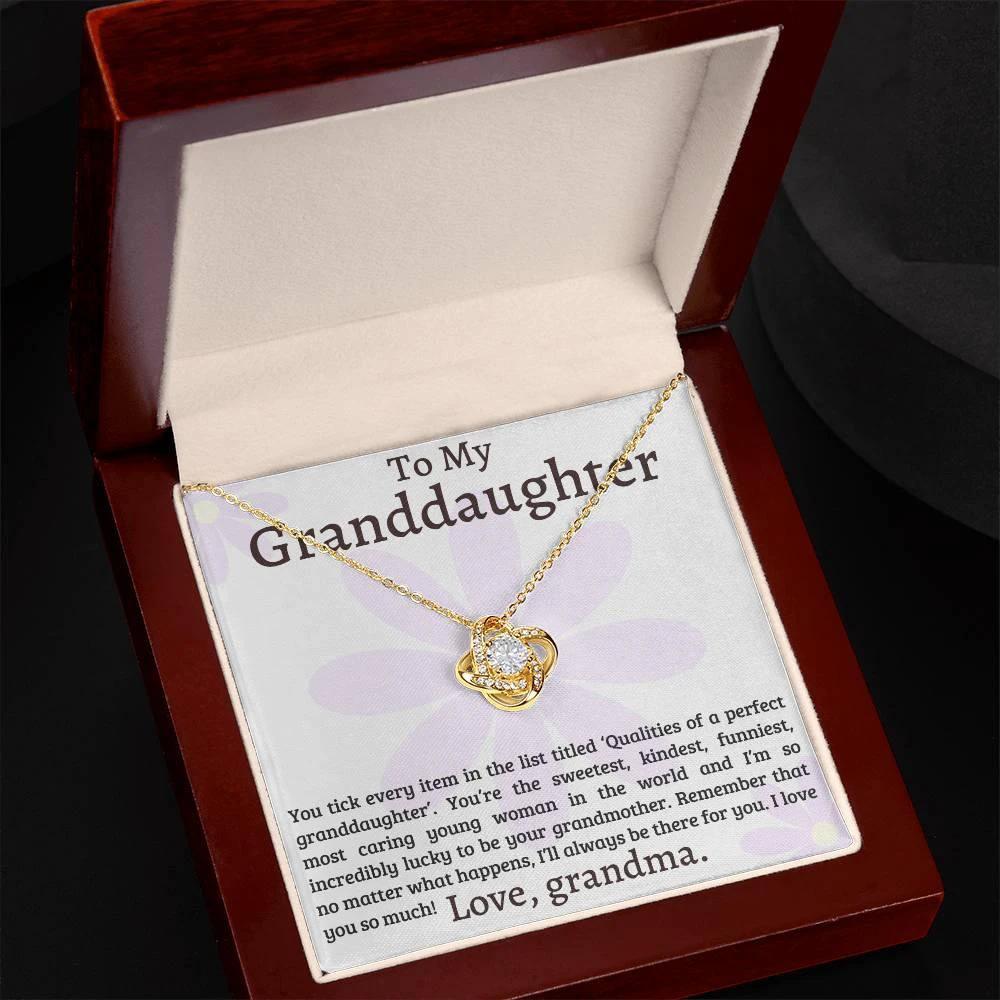 Granddaughter I Am Lucky to Have You - Love Knot Necklace