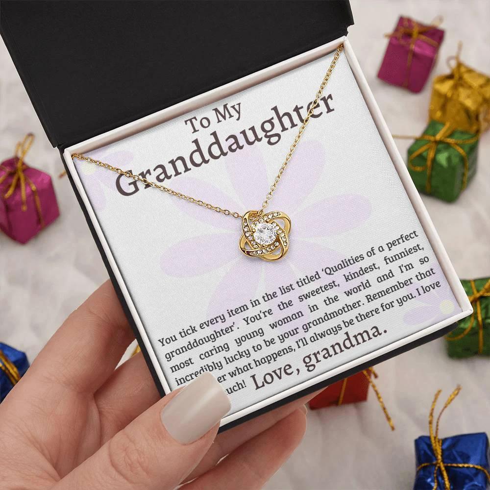 Granddaughter I Am Lucky to Have You - Love Knot Necklace