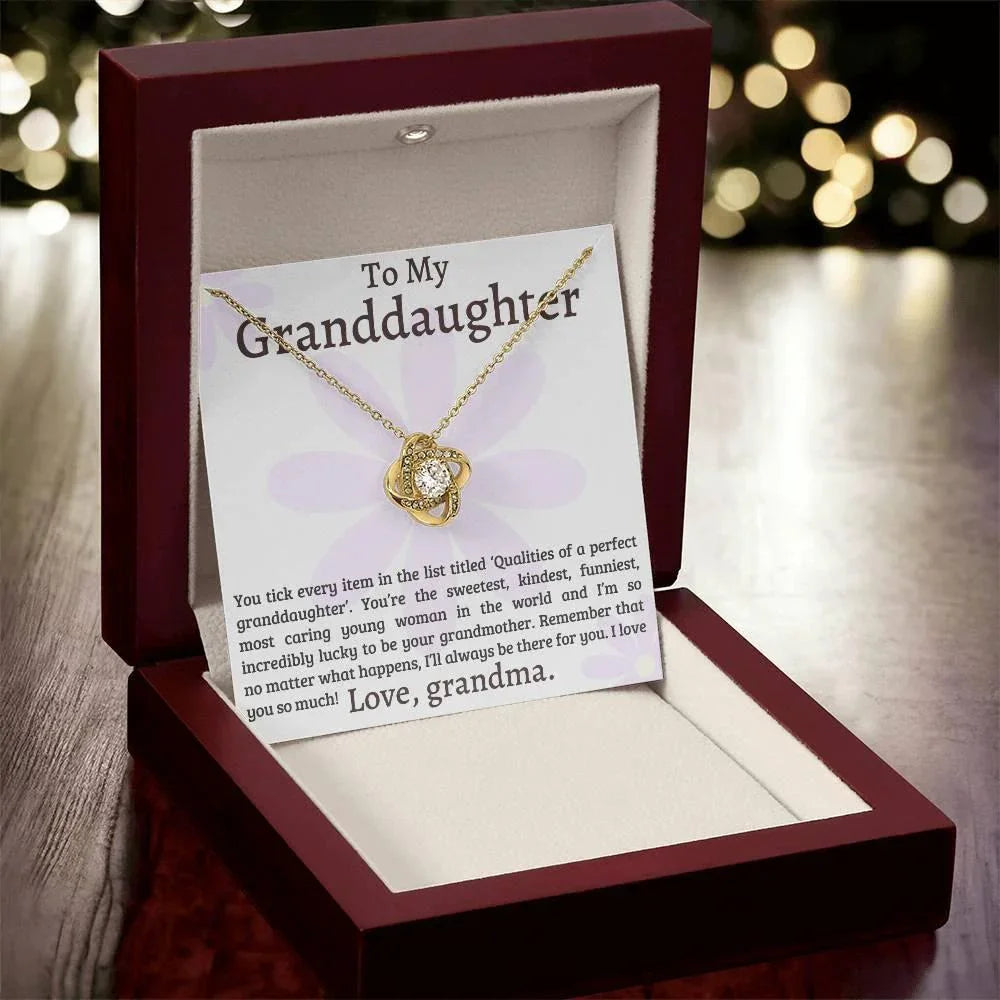 Granddaughter I Am Lucky to Have You - Love Knot Necklace