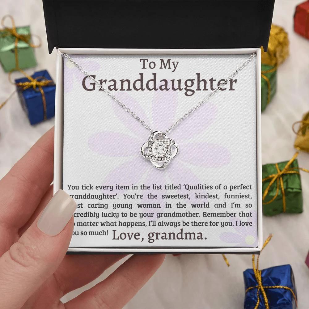 Granddaughter I Am Lucky to Have You - Love Knot Necklace
