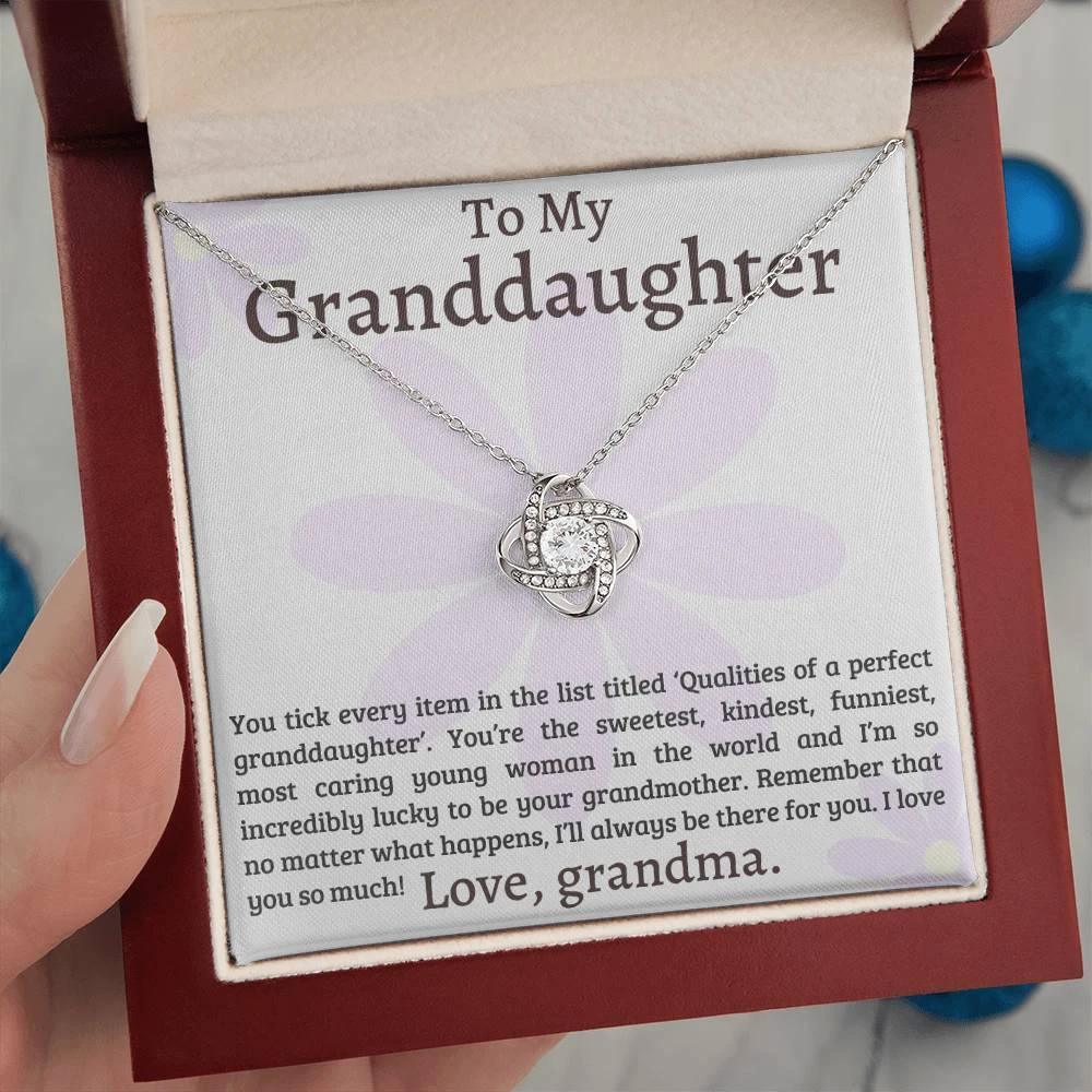 Granddaughter I Am Lucky to Have You - Love Knot Necklace