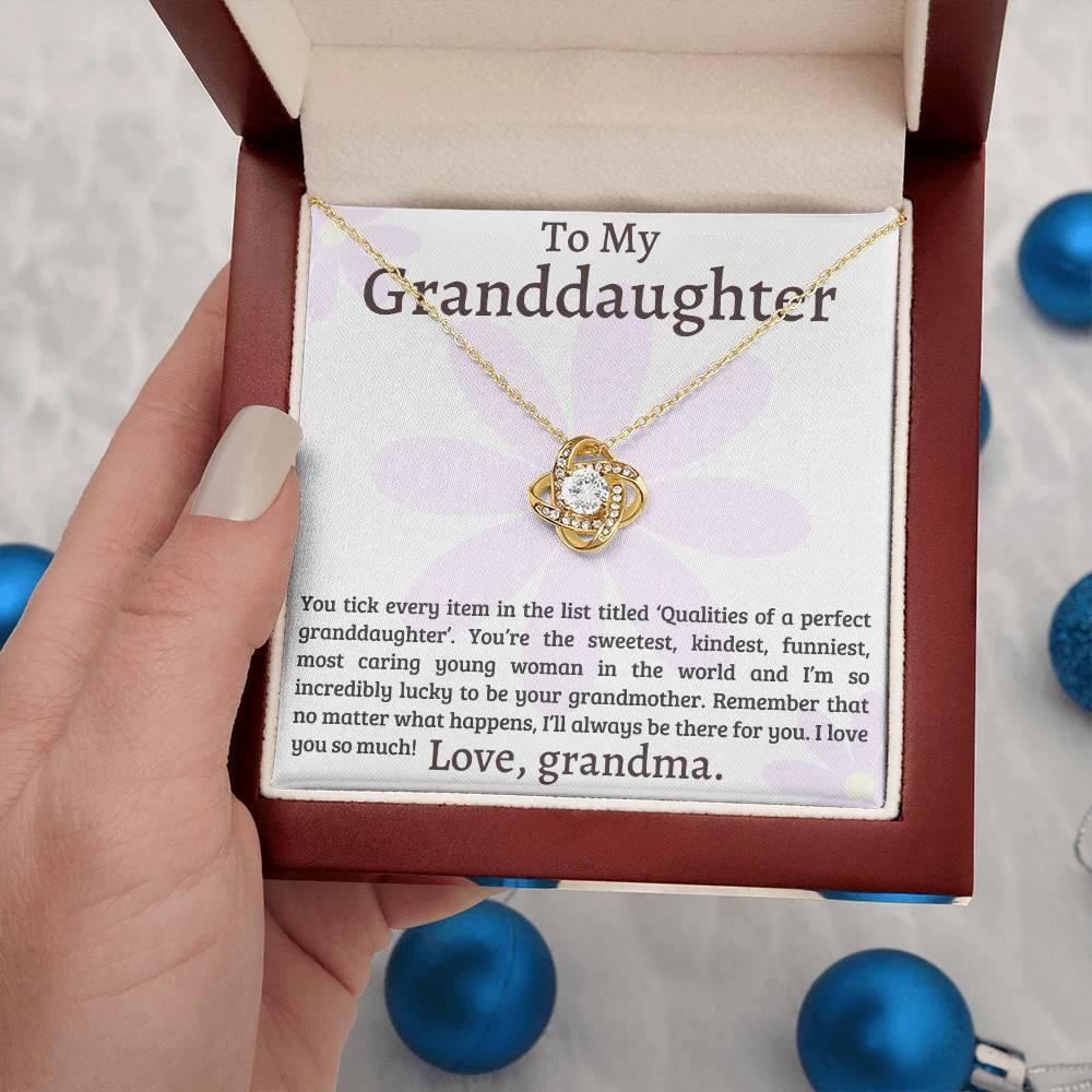 Granddaughter I Am Lucky to Have You - Love Knot Necklace