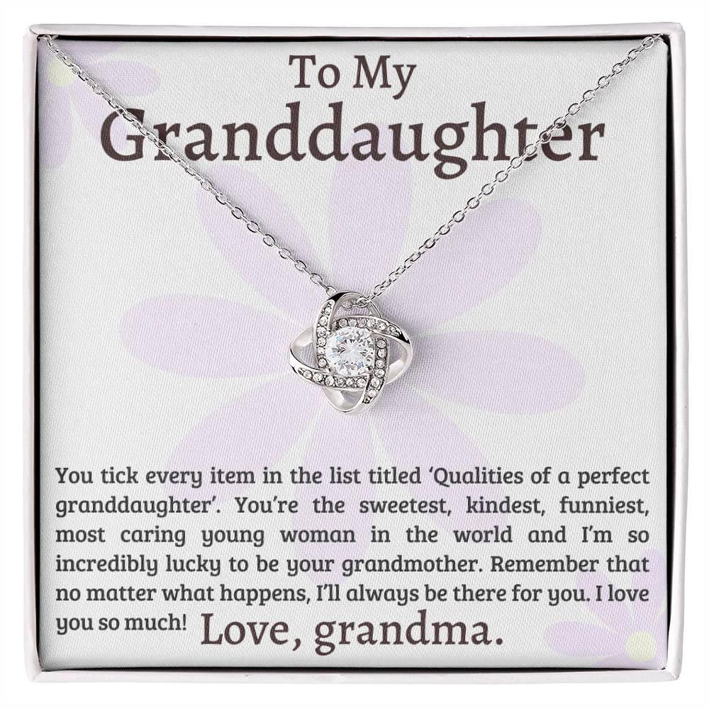 Granddaughter I Am Lucky to Have You - Love Knot Necklace
