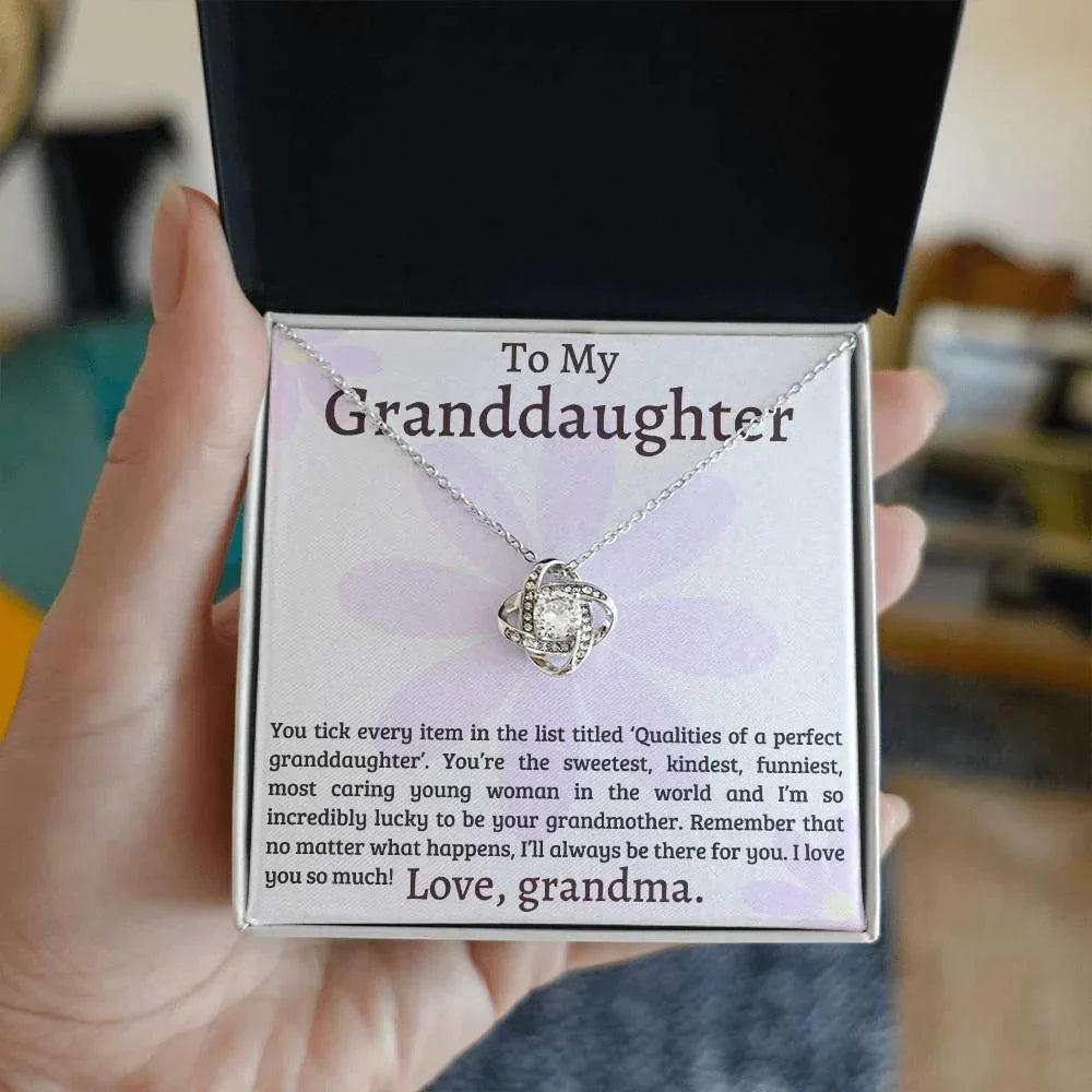 Granddaughter I Am Lucky to Have You - Love Knot Necklace