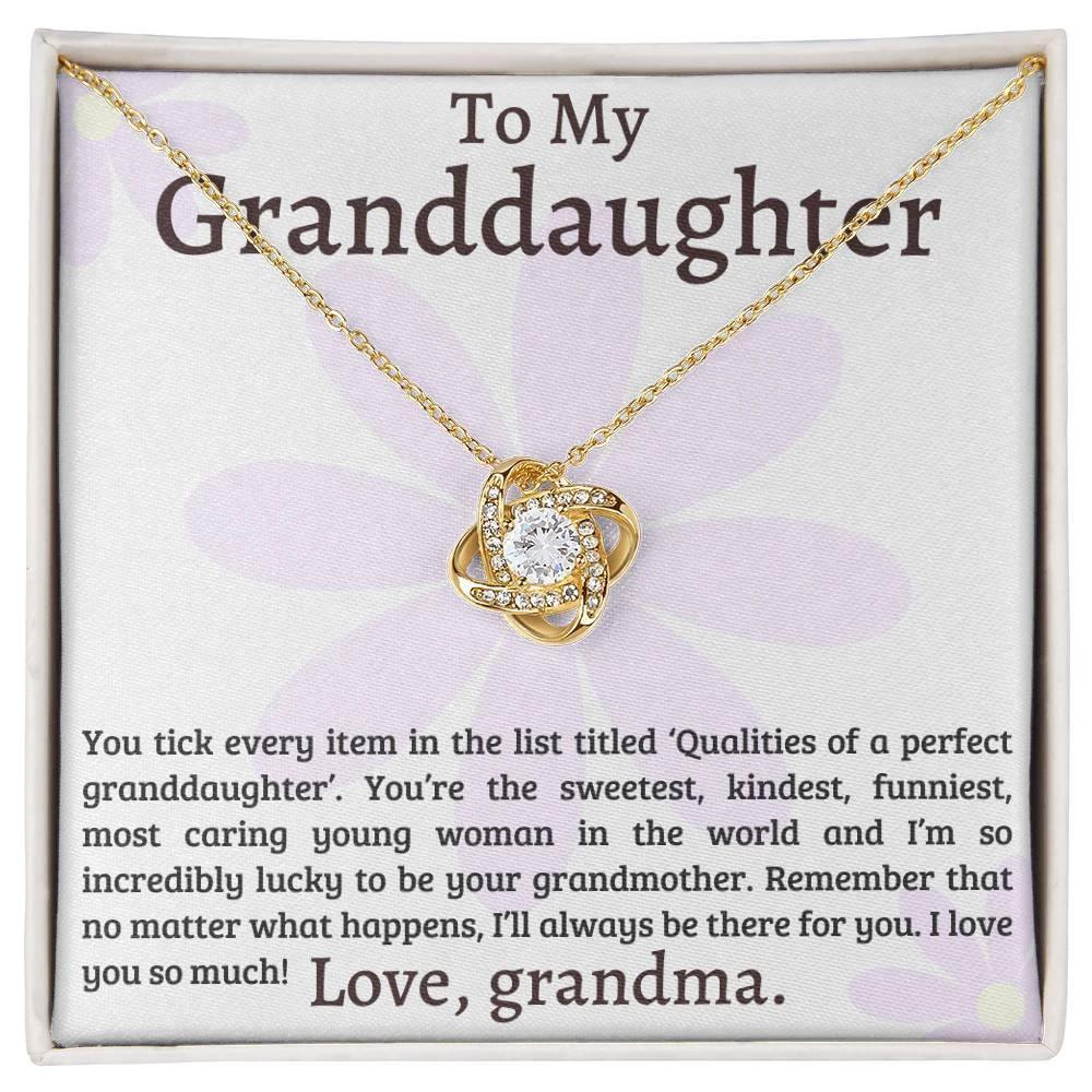 Granddaughter I Am Lucky to Have You - Love Knot Necklace