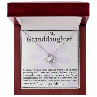 Granddaughter I Am Lucky to Have You - Love Knot Necklace - Mallard Moon Gift Shop