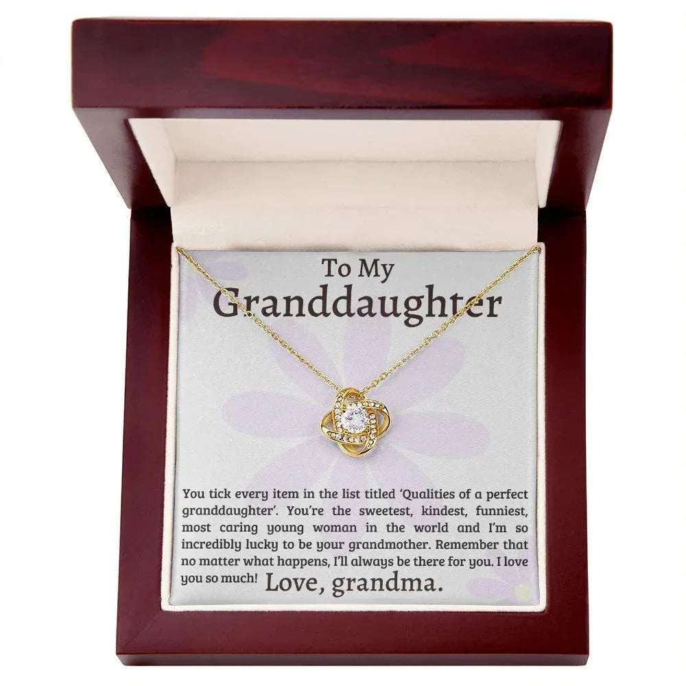 Granddaughter I Am Lucky to Have You - Love Knot Necklace