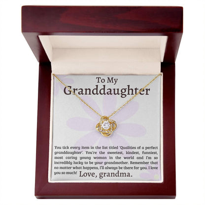 Granddaughter I Am Lucky to Have You - Love Knot Necklace - Mallard Moon Gift Shop