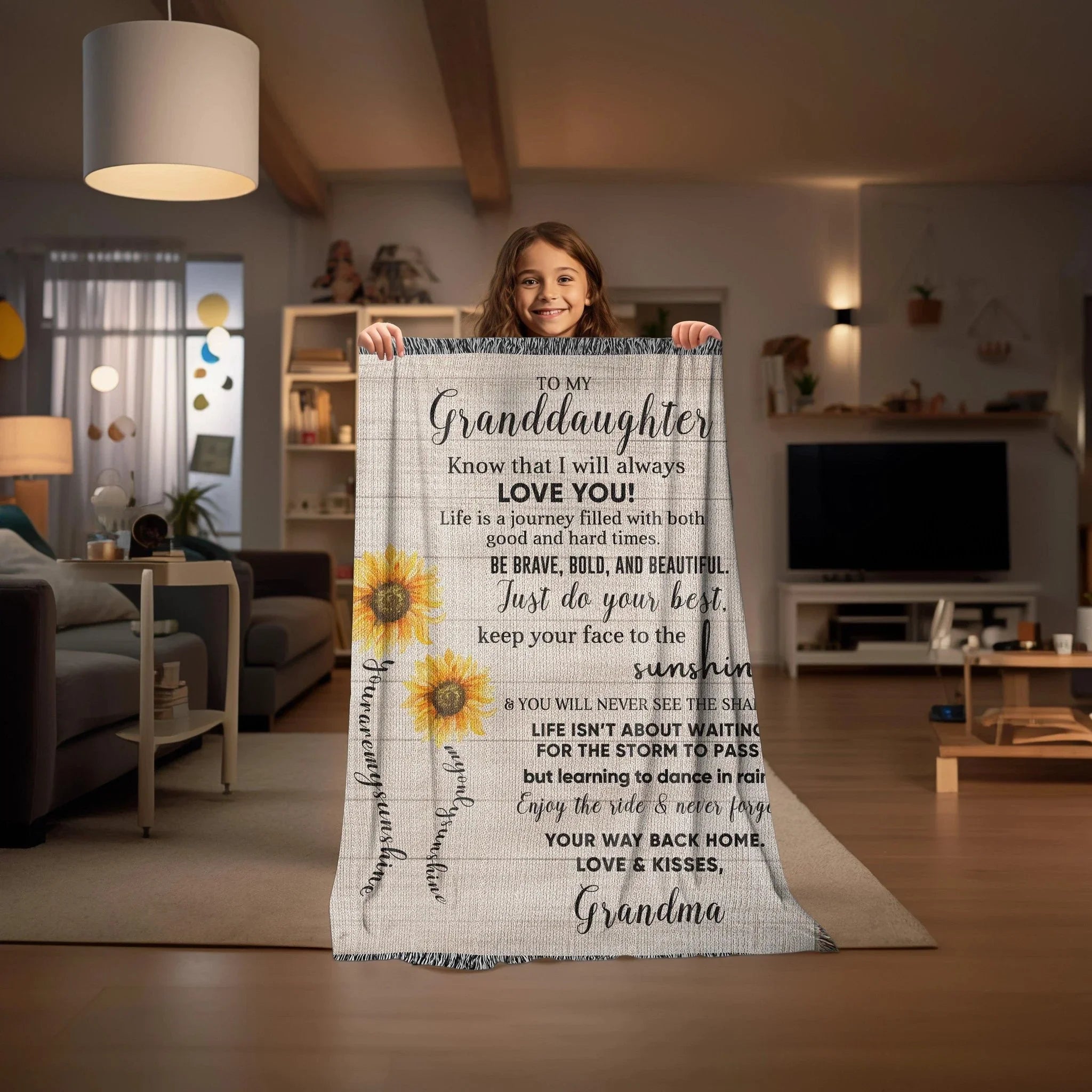 Granddaughter Keepsake Gift - Know that I Will Always Love You - Personalized Heirloom Woven Cotton Blanket