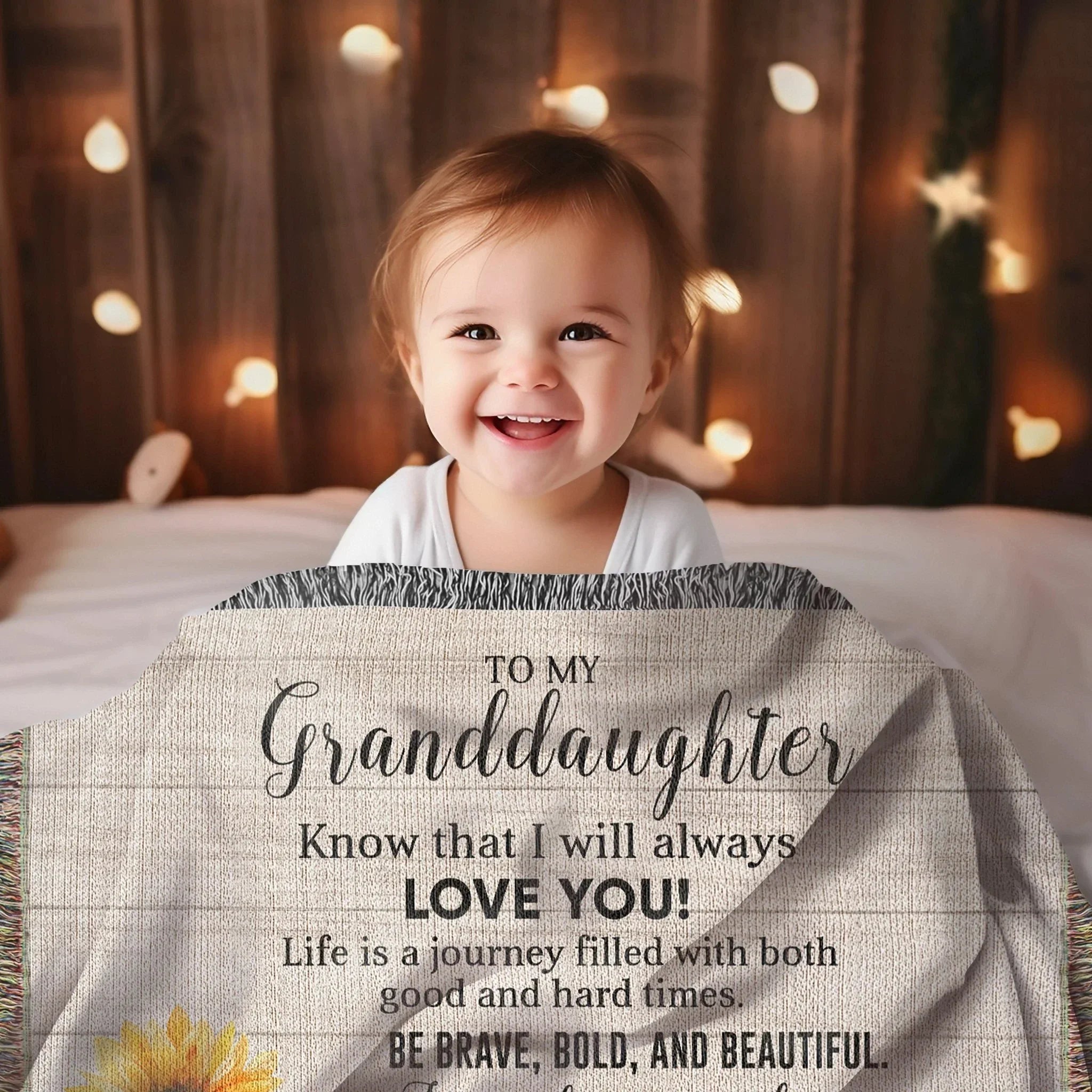 Granddaughter Keepsake Gift - Know that I Will Always Love You - Personalized Heirloom Woven Cotton Blanket