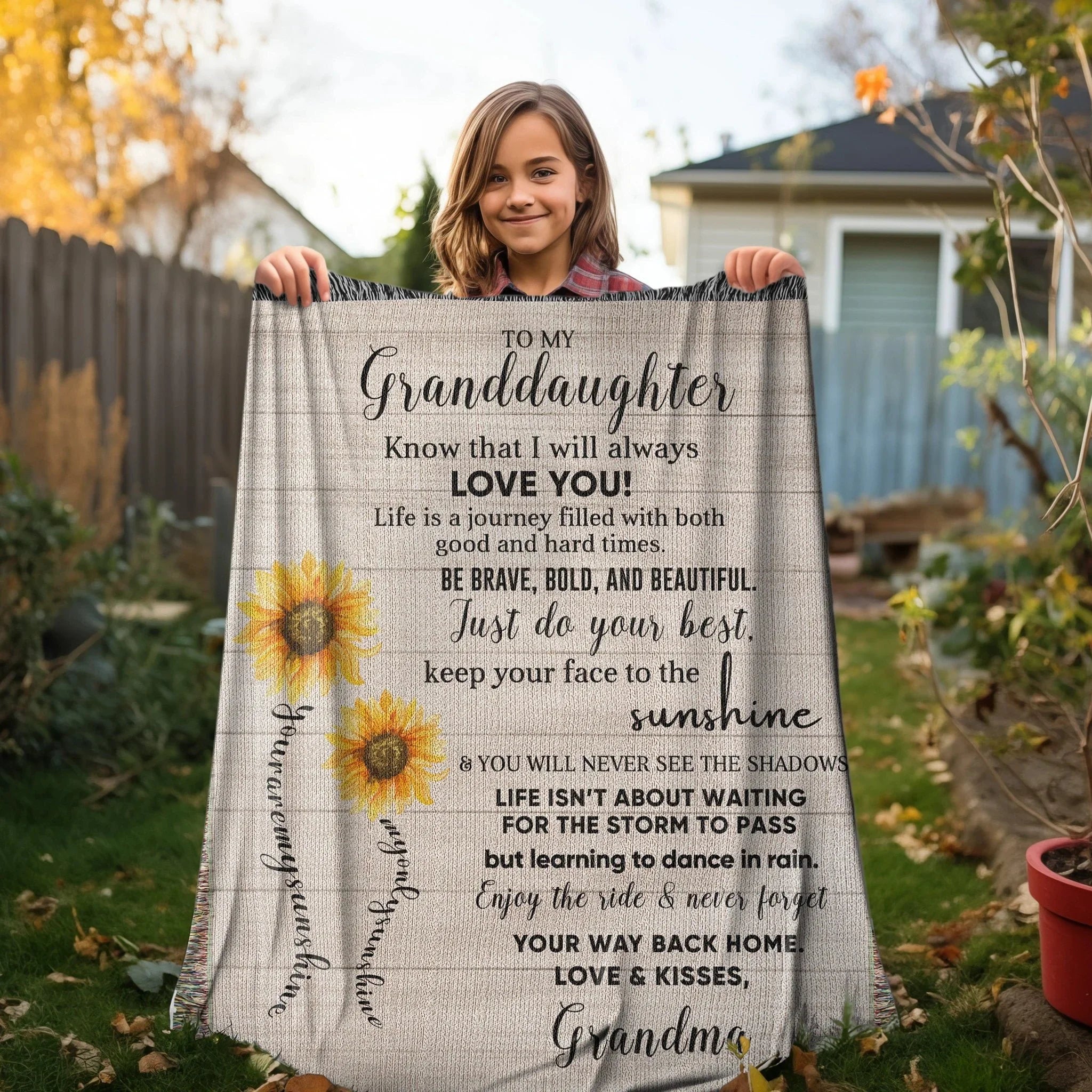Granddaughter Keepsake Gift - Know that I Will Always Love You - Personalized Heirloom Woven Cotton Blanket