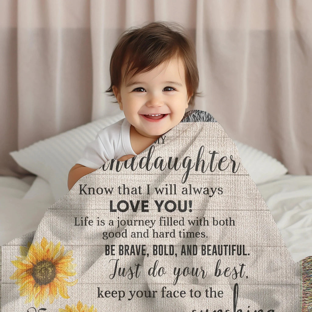 Granddaughter Keepsake Gift - Know that I Will Always Love You - Personalized Heirloom Woven Cotton Blanket