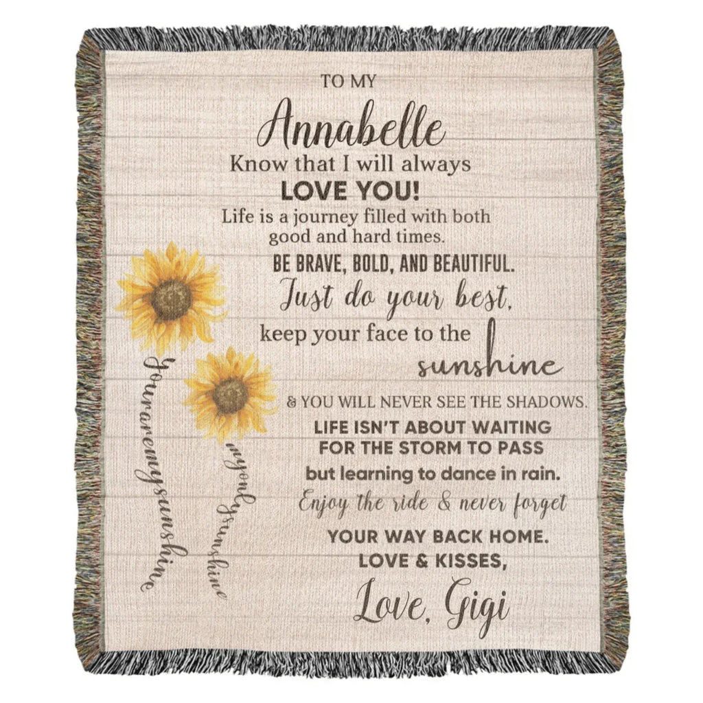 Granddaughter Keepsake Gift - Know that I Will Always Love You - Personalized Heirloom Woven Cotton Blanket